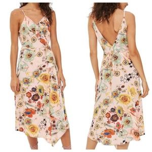 NEW S XS TOP SHOP Peachy Pink Ruffle Wrap Dress